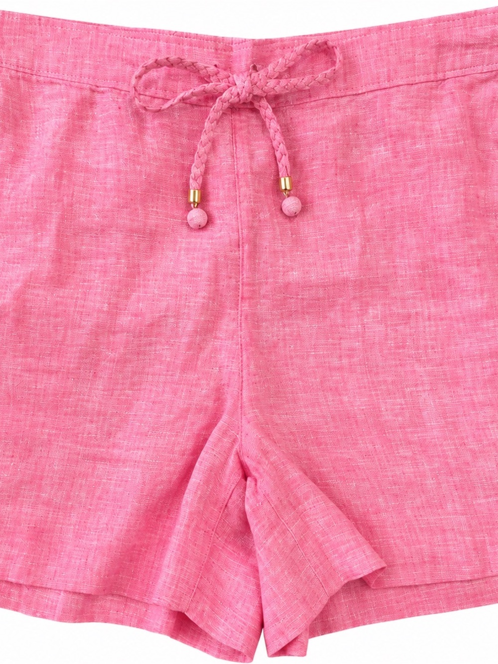 Cynthia Rowley Pink High-Waist Linen-Blend Drawstring Shortsc
